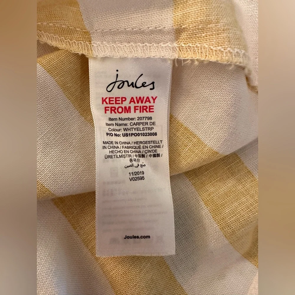 Joules Linen Blend Camisole Blouse - Yellow & White - Picture 7 of 8